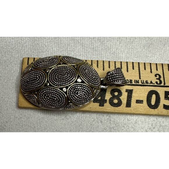 Oval Necklace Pendant Only Gold and Silver Tones - Picture 4 of 4